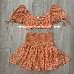 Princess Polly Orange Floral Skirt Set